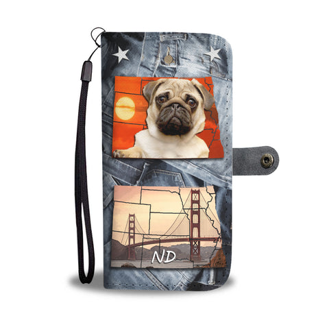 Lovely Pug Print Wallet CaseND State