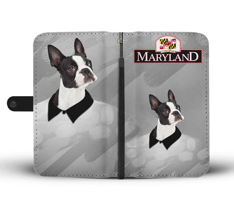 Boston Terrier Print Wallet CaseMD State