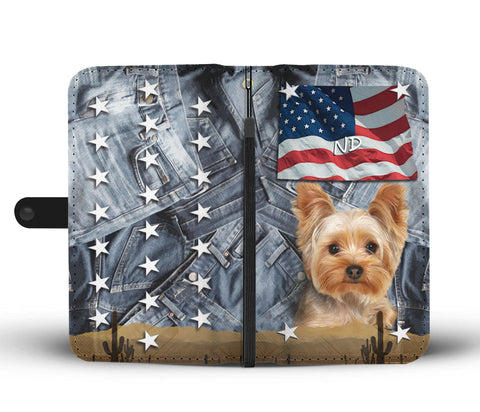 Cute Yorkshire Terrier Print Wallet CaseND State