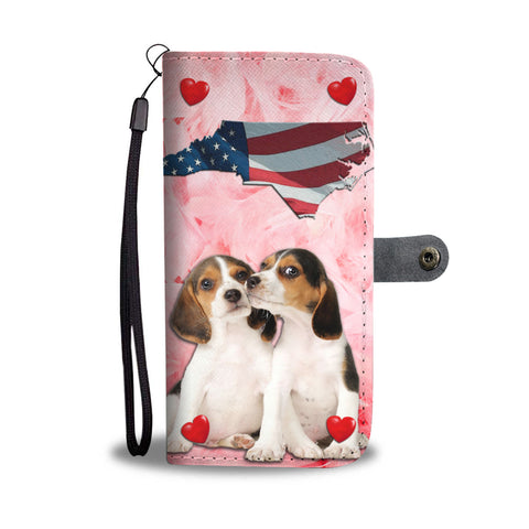 Lovely Beagle Dog Print Wallet CaseNC State