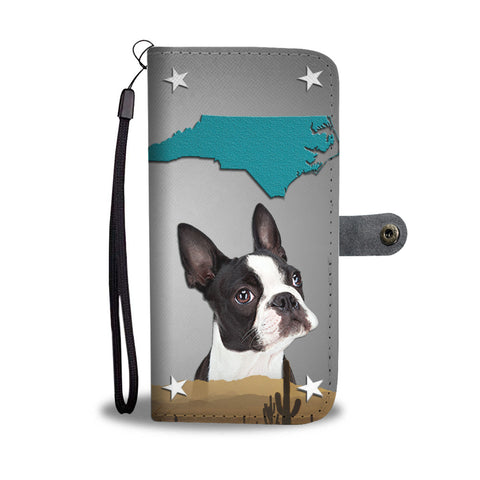 Cute Boston Terrier Print Wallet CaseNC State