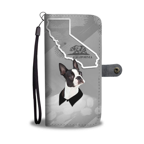 Boston Terrier Print Wallet CaseCA State