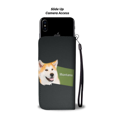 Akita Dog Print Wallet CaseMT State