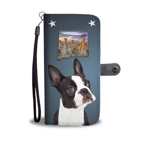 Boston Terrier Print Wallet CaseNM State