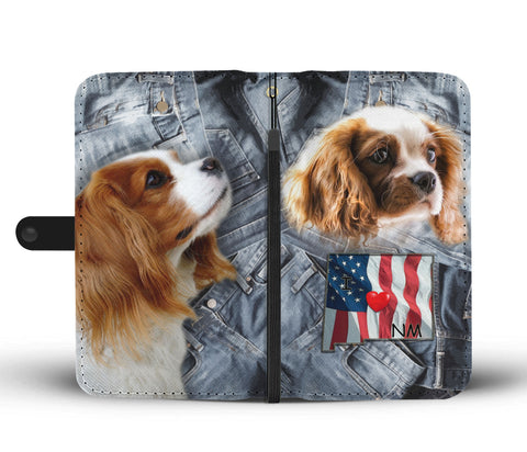 Cute Cavalier King Charles Spaniel Print Wallet CaseNM State