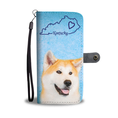 Akita Dog Print Wallet CaseKY State