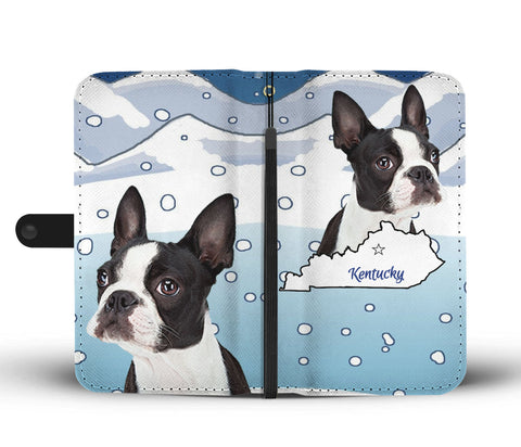 Boston Terrier Print Wallet CaseKY State