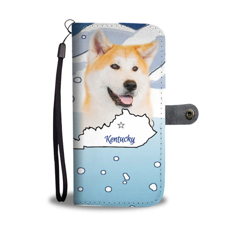 Cute Akita Print Wallet CaseKY State