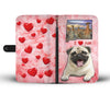 Lovely Pug Dog Print Wallet CaseNM State