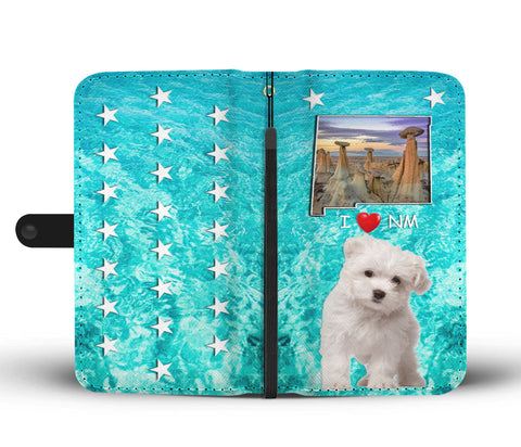 Cute Maltese Dog Print Wallet CaseNM State