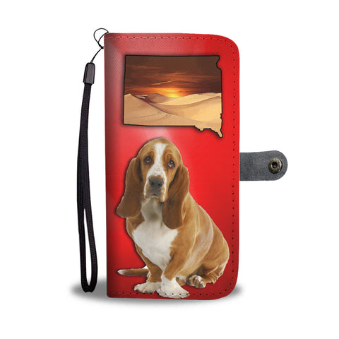 Cute Basset Hound Print Wallet CaseSD State