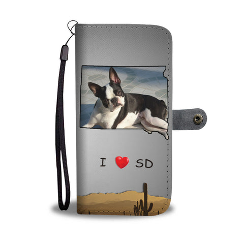 Lovely Boston Terrier Print Wallet CaseSD State