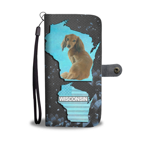 Cute Dachshund Dog Print Wallet CaseWI State