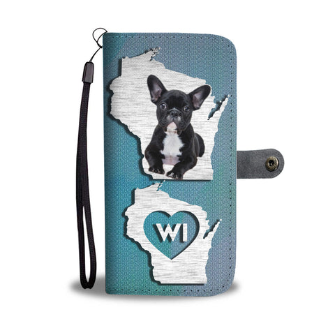 Cute French Bulldog Print Wallet CaseWI State