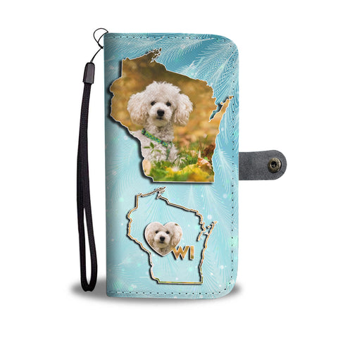 Cute Poodle Dog Print Wallet CaseWI State