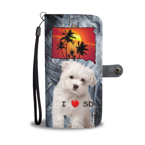 Cute Maltese Dog Print Wallet CaseSD State