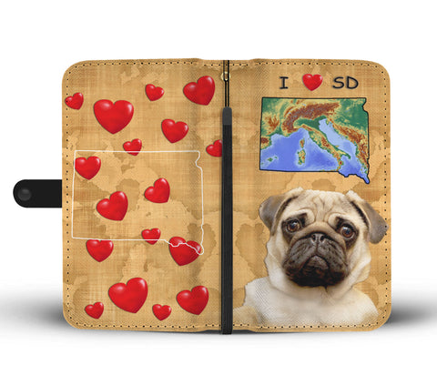 Lovely Pug Dog Print Wallet CaseSD State