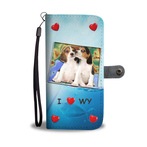 Lovely Beagle Dog Print Wallet CaseWY State