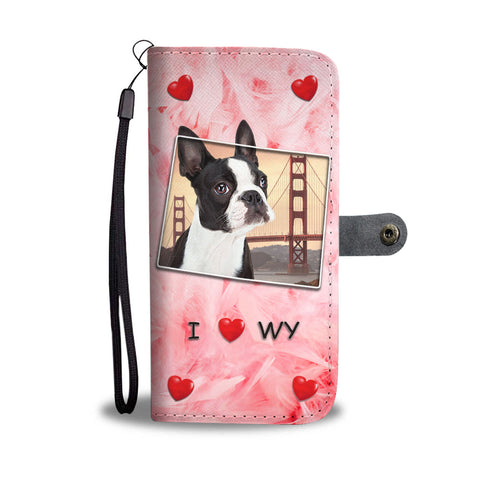 Boston Terrier Print Wallet CaseWY State