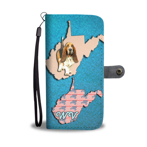 Basset Hound Dog Print Wallet CaseWV State