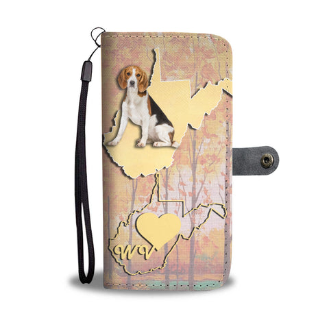 Amazing Beagle Dog Print Wallet CaseWV State