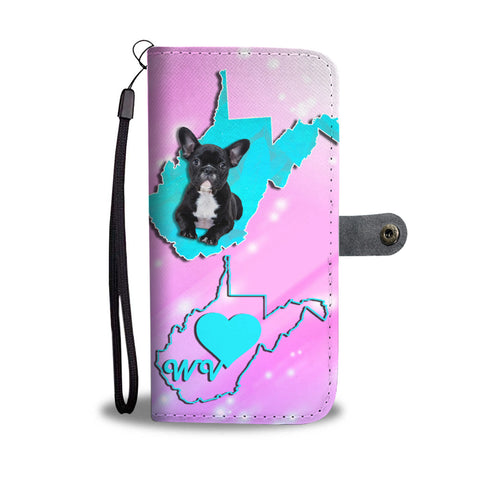 Cute French Bulldog Print Wallet CaseWV State