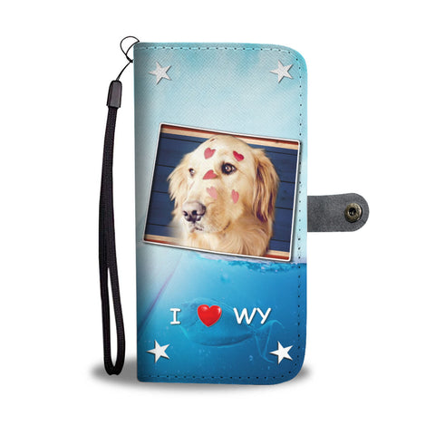 Golden Retriever Print Wallet CaseWY State