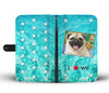 Cute Pug Dog Print Wallet CaseWY State