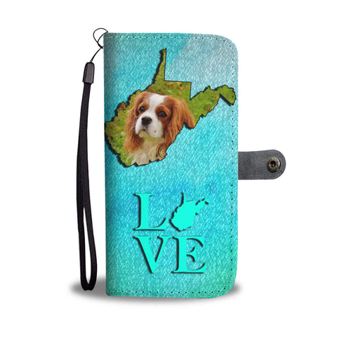 Cute Cavalier King Charles Spaniel Print Wallet CaseWV State