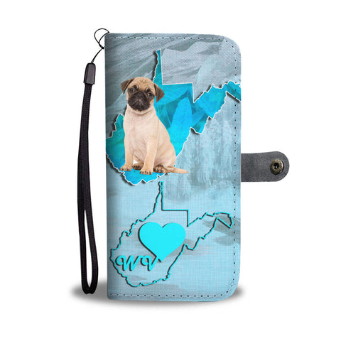 Lovely Pug Print Wallet CaseWV State