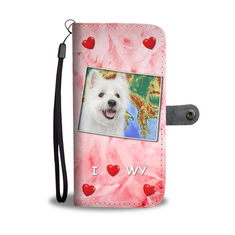 Cute West Highland White Terrier Print Wallet CaseWY State