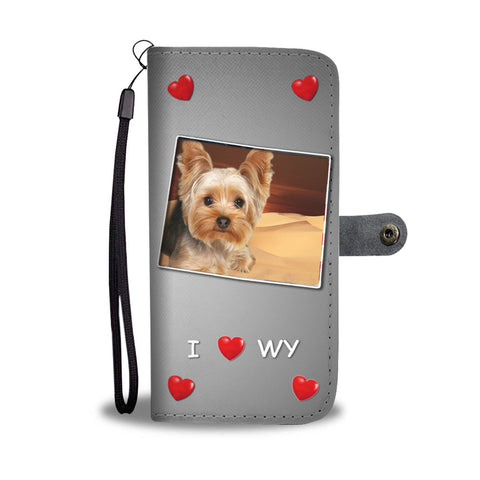Lovely Yorkshire Terrier Print Wallet CaseWY State