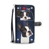 Cute Boston Terrier Print Wallet CaseNE State