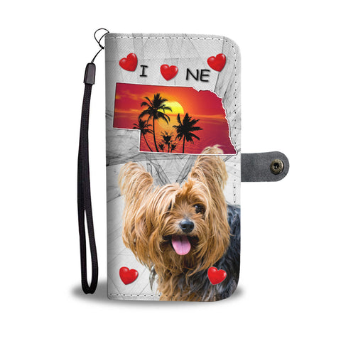 Cute Yorkshire Terrier Print Wallet CaseNE State