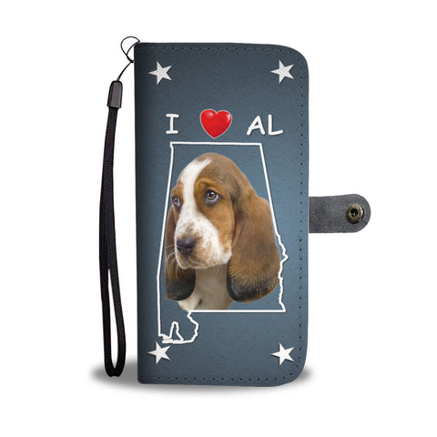 Cute Basset Hound Print Wallet CaseAL State