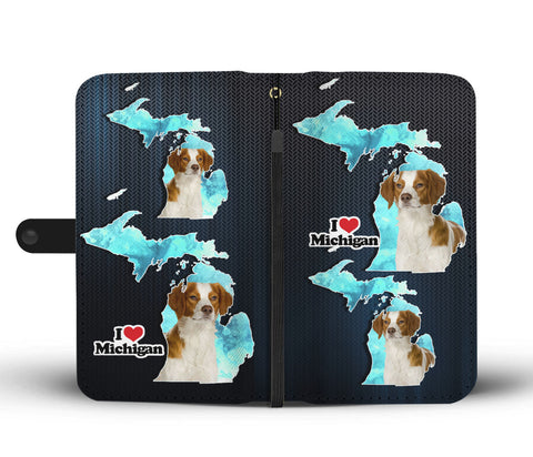 Cute Brittany Dog Print Wallet CaseMI State