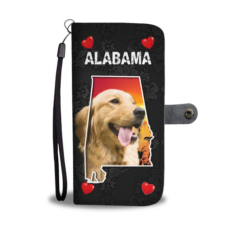 Golden Retriever On Black Print Wallet CaseAL State