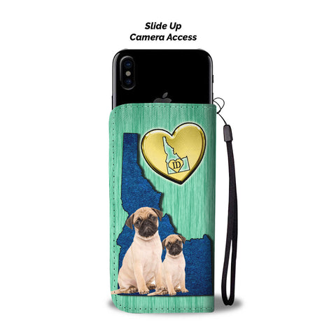 Lovely Pug Dog Print Wallet CaseID State