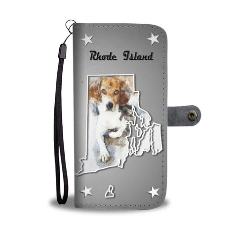 Beagle Dog Print Wallet CaseRI State