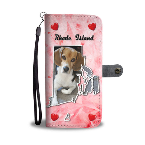 Lovely Beagle Dog Print Wallet CaseRI State