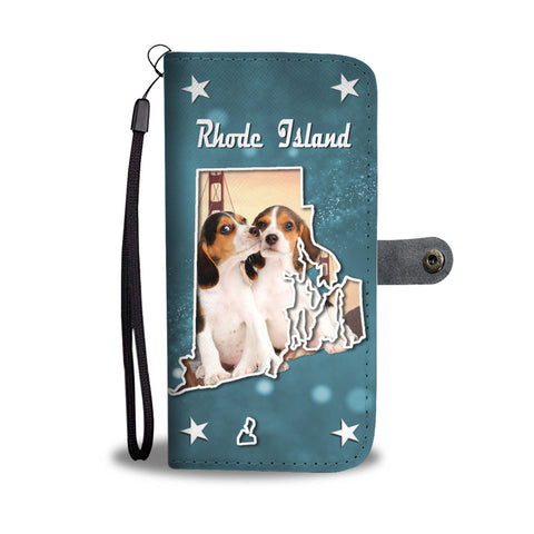 Cute Beagle Dog Print Wallet CaseRI State