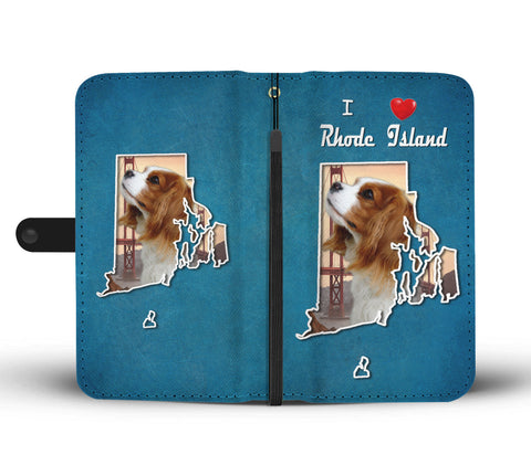 Cute Cavalier King Charles Spaniel Print Wallet CaseRI State