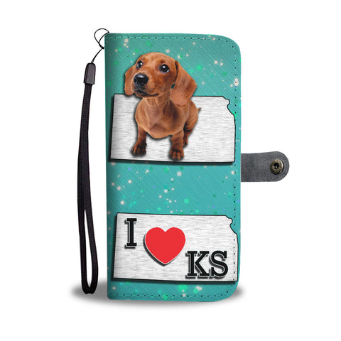 Cute Dachshund Puppy Print Wallet CaseKS State