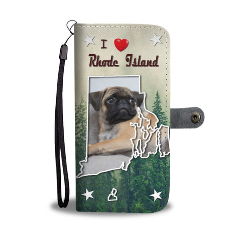 Pug Dog Print Wallet CaseRI State