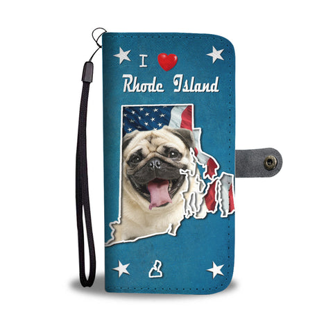 Cute Pug Dog Print Wallet CaseRI State