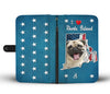 Cute Pug Dog Print Wallet CaseRI State