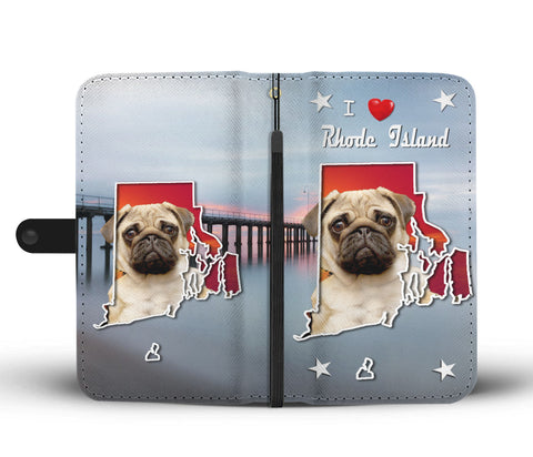 Lovely Pug Dog Print Wallet CaseRI State