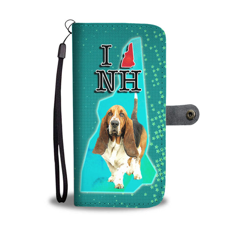 Basset Hound Dog Print Wallet CaseNH State