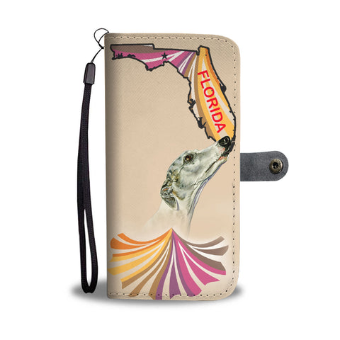 Cute Whippet Dog Print Wallet CaseFL State