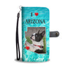 Lovely Boston Terrier Print Wallet CaseAZ State